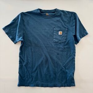 Carhartt Original Fit Blue Pocket T-Shirt Distressed Grunge Oversized